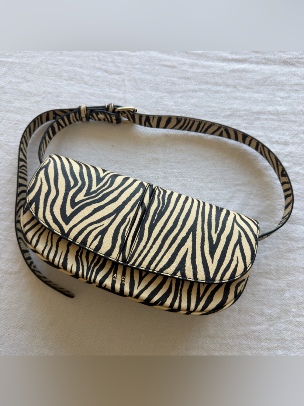 A.P.C. Zebra-Print Leather Crossbody in Black & Cream
